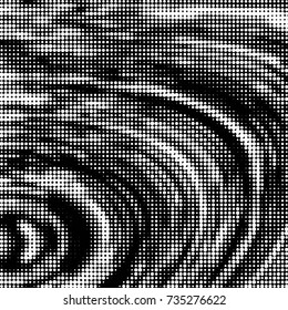 Abstract grunge grid polka dot halftone background pattern. Spotted black and white vector line illustration