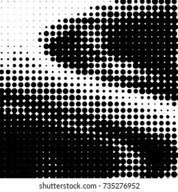 Abstract grunge grid polka dot halftone background pattern. Spotted black and white vector line illustration