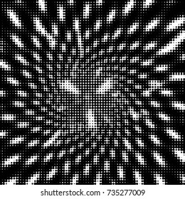 Abstract grunge grid polka dot halftone background pattern. Spotted black and white vector line illustration