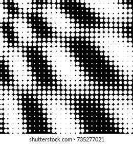 Abstract grunge grid polka dot halftone background pattern. Spotted black and white vector line illustration