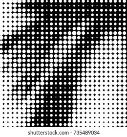 Abstract grunge grid polka dot halftone background pattern. Spotted black and white vector line illustration