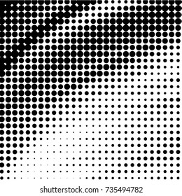Abstract grunge grid polka dot halftone background pattern. Spotted black and white vector line illustration