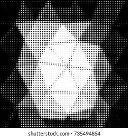 Abstract grunge grid polka dot halftone background pattern. Spotted black and white vector line illustration