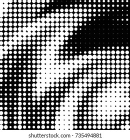 Abstract grunge grid polka dot halftone background pattern. Spotted black and white vector line illustration