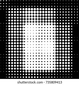 Abstract grunge grid polka dot halftone background pattern. Spotted black and white vector line illustration