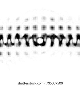 Abstract grunge grid polka dot halftone background pattern. Spotted black and white vector line illustration