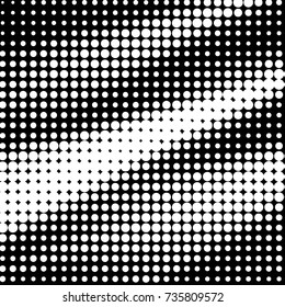 Abstract grunge grid polka dot halftone background pattern. Spotted black and white vector line illustration