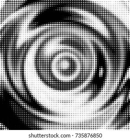 Abstract grunge grid polka dot halftone background pattern. Spotted black and white vector line illustration