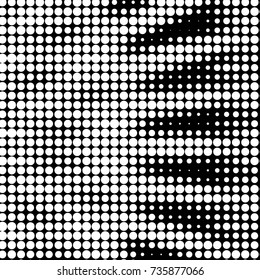 Abstract grunge grid polka dot halftone background pattern. Spotted black and white vector line illustration