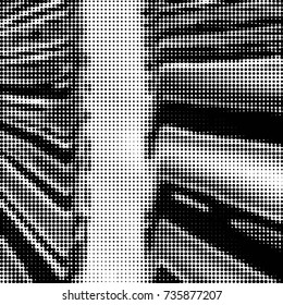 Abstract grunge grid polka dot halftone background pattern. Spotted black and white vector line illustration