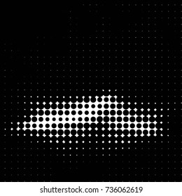 Abstract grunge grid polka dot halftone background pattern. Spotted black and white vector line illustration
