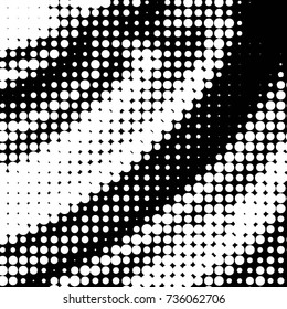 Abstract grunge grid polka dot halftone background pattern. Spotted black and white vector line illustration