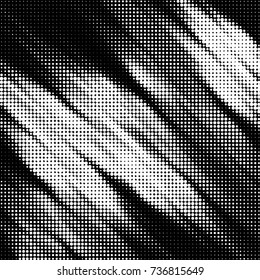 Abstract grunge grid polka dot halftone background pattern. Spotted black and white vector line illustration