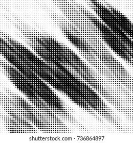 Abstract grunge grid polka dot halftone background pattern. Spotted black and white vector line illustration