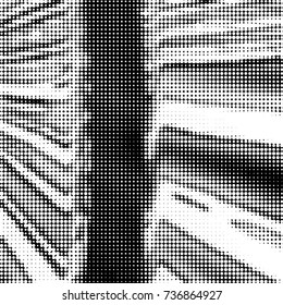 Abstract grunge grid polka dot halftone background pattern. Spotted black and white vector line illustration