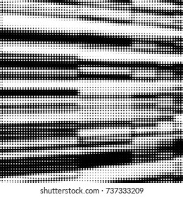 Abstract grunge grid polka dot halftone background pattern. Spotted black and white vector line illustration
