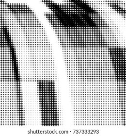 Abstract grunge grid polka dot halftone background pattern. Spotted black and white vector line illustration