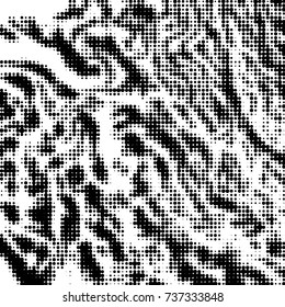 Abstract grunge grid polka dot halftone background pattern. Spotted black and white vector line illustration