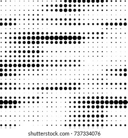 Abstract grunge grid polka dot halftone background pattern. Spotted black and white vector line illustration