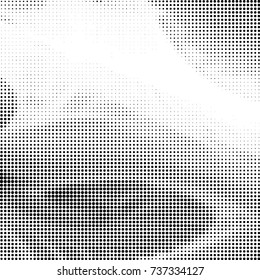 Abstract grunge grid polka dot halftone background pattern. Spotted black and white vector line illustration