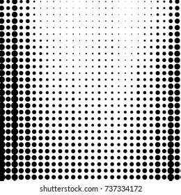 Abstract grunge grid polka dot halftone background pattern. Spotted black and white vector line illustration