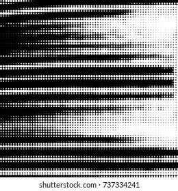 Abstract grunge grid polka dot halftone background pattern. Spotted black and white vector line illustration