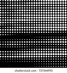 Abstract grunge grid polka dot halftone background pattern. Spotted black and white vector line illustration