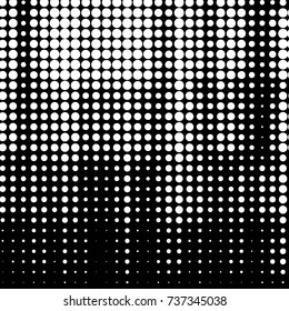 Abstract grunge grid polka dot halftone background pattern. Spotted black and white vector line illustration