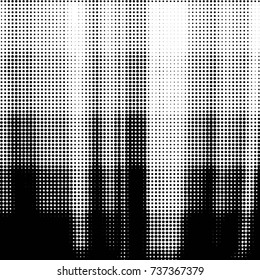 Abstract grunge grid polka dot halftone background pattern. Spotted black and white vector line illustration