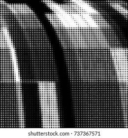 Abstract grunge grid polka dot halftone background pattern. Spotted black and white vector line illustration