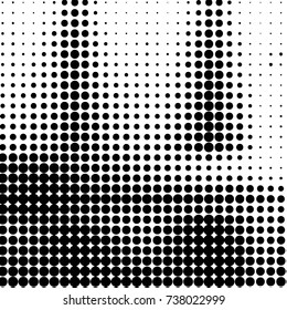Abstract grunge grid polka dot halftone background pattern. Spotted black and white vector line illustration