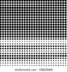 Abstract grunge grid polka dot halftone background pattern. Spotted black and white vector line illustration