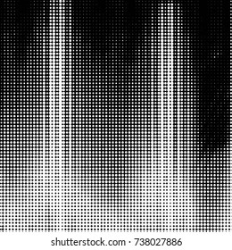Abstract grunge grid polka dot halftone background pattern. Spotted black and white vector line illustration