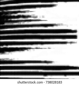 Abstract grunge grid polka dot halftone background pattern. Spotted black and white vector line illustration