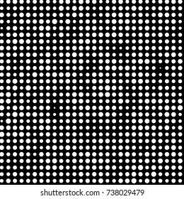 Abstract grunge grid polka dot halftone background pattern. Spotted black and white vector line illustration