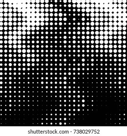 Abstract grunge grid polka dot halftone background pattern. Spotted black and white vector line illustration