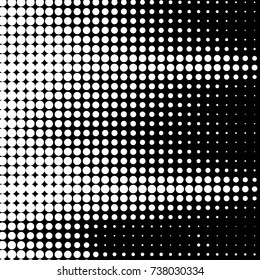 Abstract grunge grid polka dot halftone background pattern. Spotted black and white vector line illustration