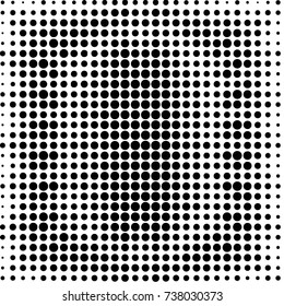 Abstract grunge grid polka dot halftone background pattern. Spotted black and white vector line illustration
