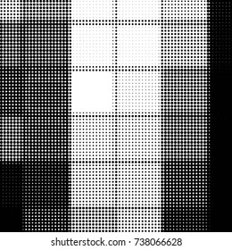 Abstract grunge grid polka dot halftone background pattern. Spotted black and white vector line illustration