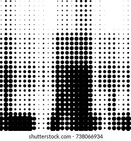Abstract grunge grid polka dot halftone background pattern. Spotted black and white vector line illustration