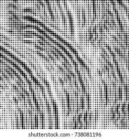 Abstract grunge grid polka dot halftone background pattern. Spotted black and white vector line illustration