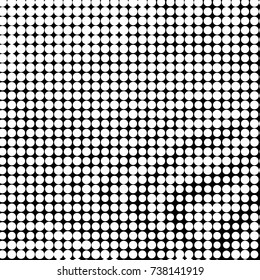 Abstract grunge grid polka dot halftone background pattern. Spotted black and white vector line illustration