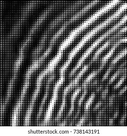 Abstract grunge grid polka dot halftone background pattern. Spotted black and white vector line illustration