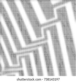 Abstract grunge grid polka dot halftone background pattern. Spotted black and white vector line illustration