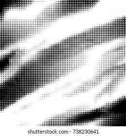 Abstract grunge grid polka dot halftone background pattern. Spotted black and white vector line illustration
