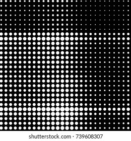 Abstract grunge grid polka dot halftone background pattern. Spotted black and white vector line illustration