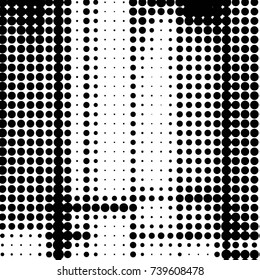 Abstract grunge grid polka dot halftone background pattern. Spotted black and white vector line illustration