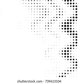 Abstract grunge grid polka dot halftone background pattern. Spotted black and white vector line illustration