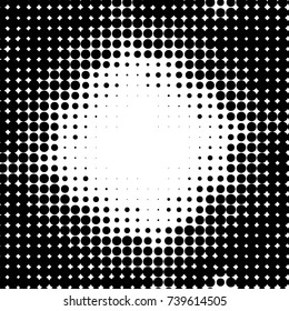 Abstract grunge grid polka dot halftone background pattern. Spotted black and white vector line illustration