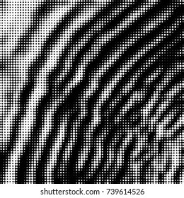 Abstract grunge grid polka dot halftone background pattern. Spotted black and white vector line illustration